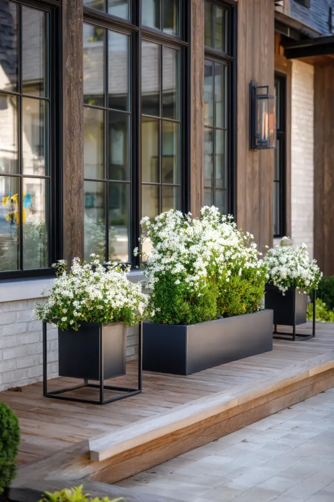 Modern Minimalist White Ranunculus Planters