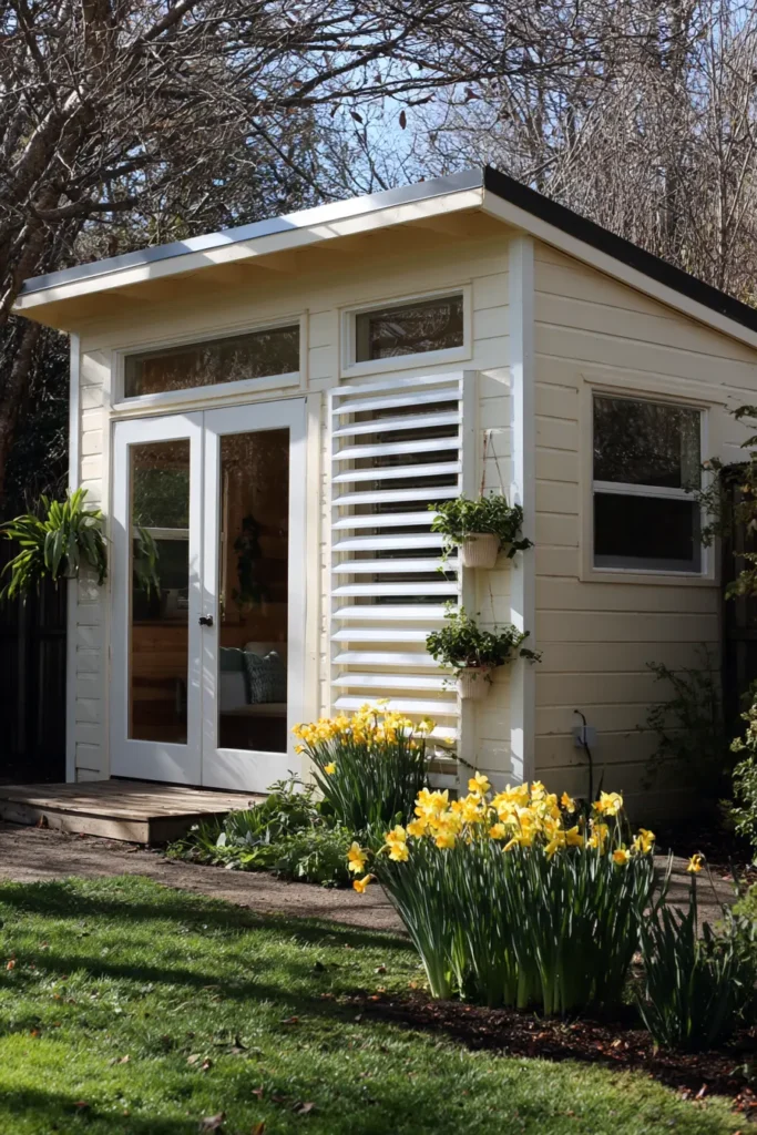 Modern Office with Yellow Daffodils