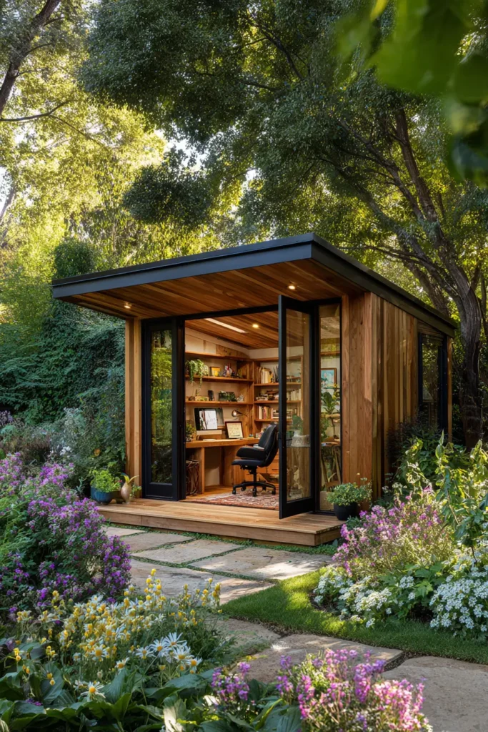 Modern Shed with Hydrangea Planting