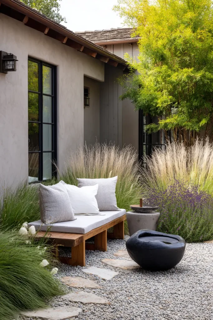 Modern Side Garden with Water Feature