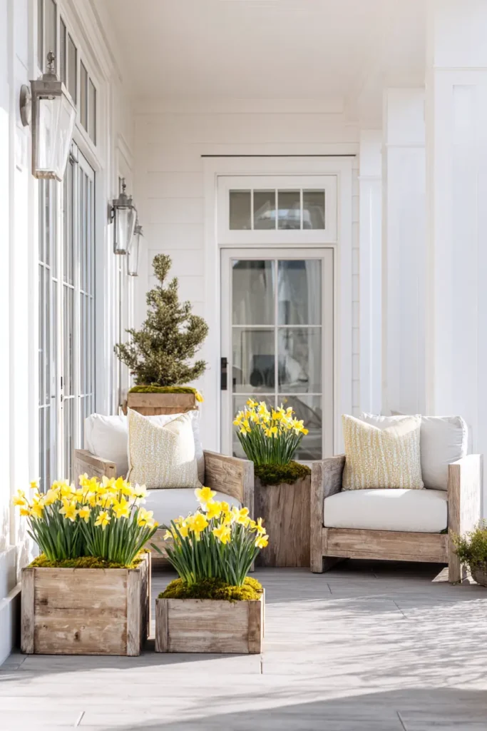 Modern Spring Porch with Daffodils