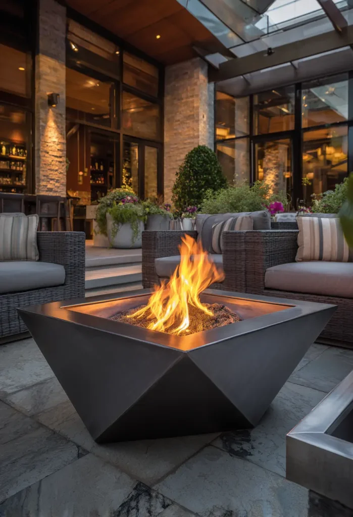 Modern Steel Rectangular Fire Pit