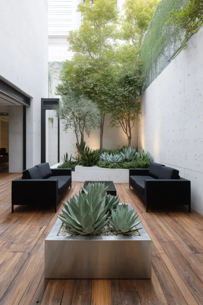 Modern Succulent Courtyard with Seating