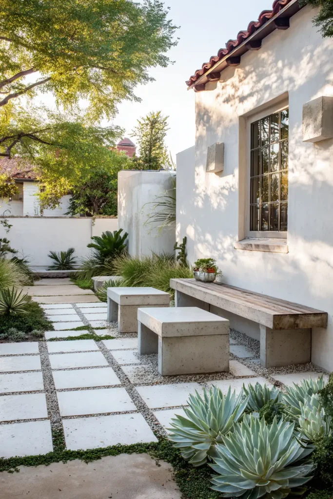 Modern Succulent Patio with Seating