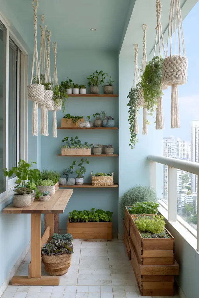 Modern Urban Balcony Plant Haven