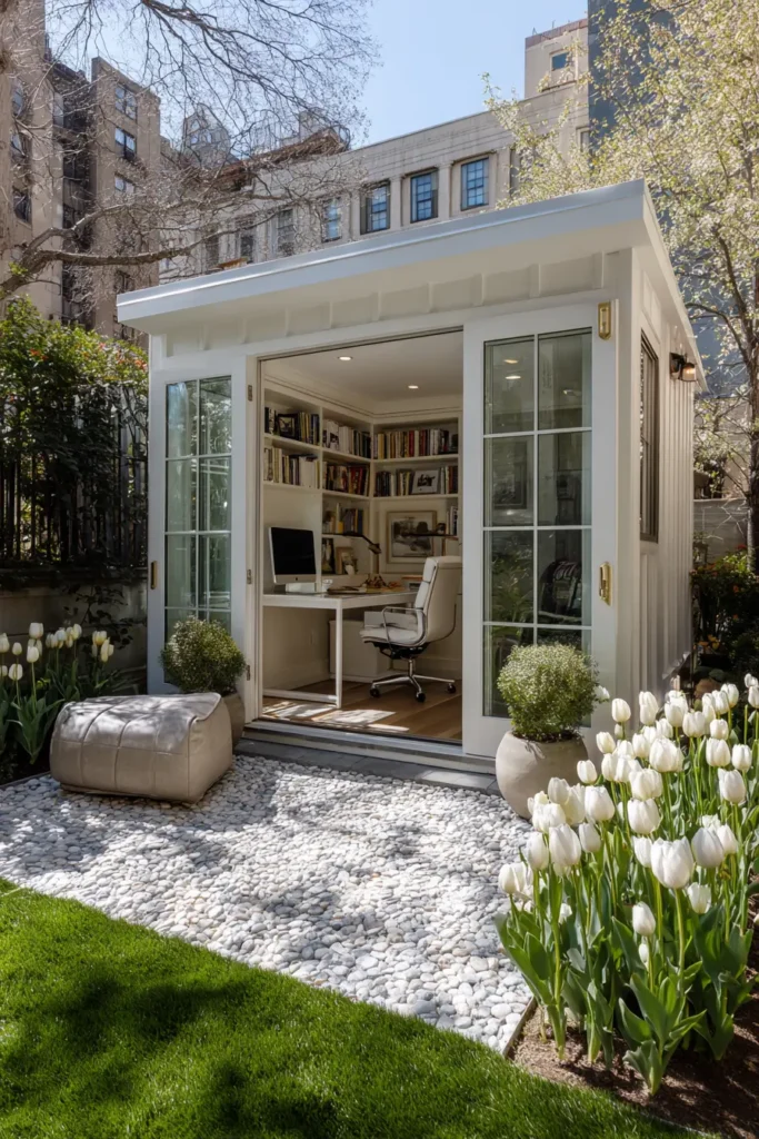 Modern White Garden Office Shed