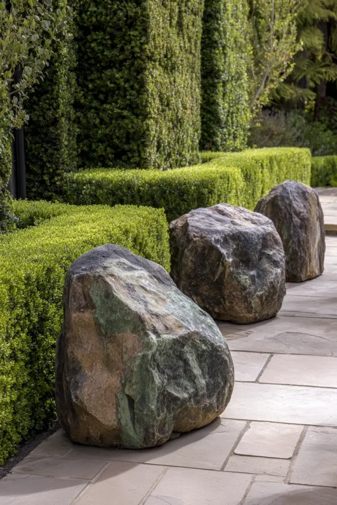 Natural Boulders with Green Shrubbery