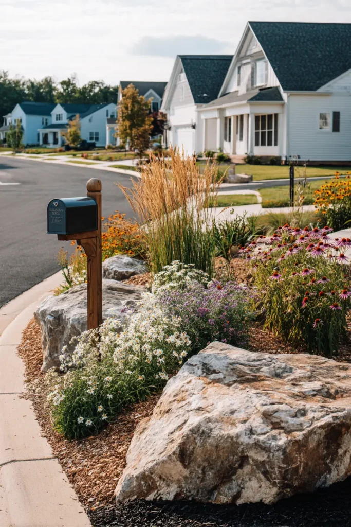 Natural Rock Garden with Colorful Blooms