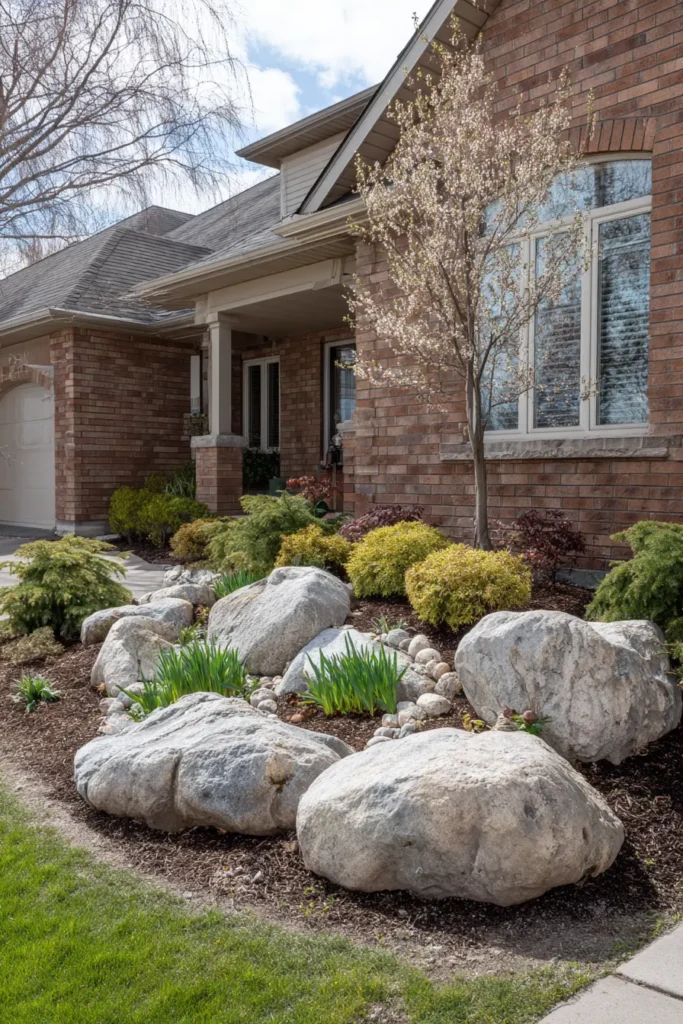 Natural Stone Edging with Colorful Blooms