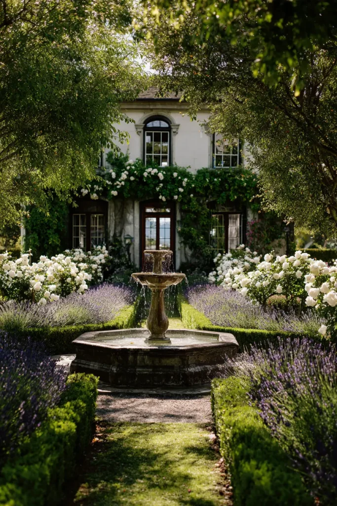 Roses Encircle Stylish Fountain