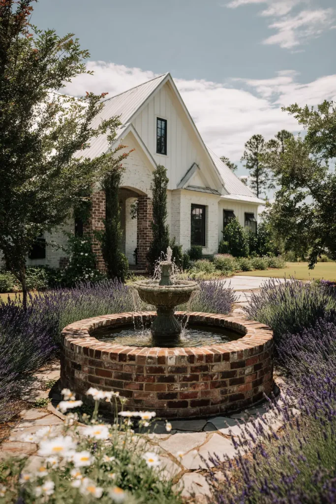 Rustic Bird Bath with Daisies