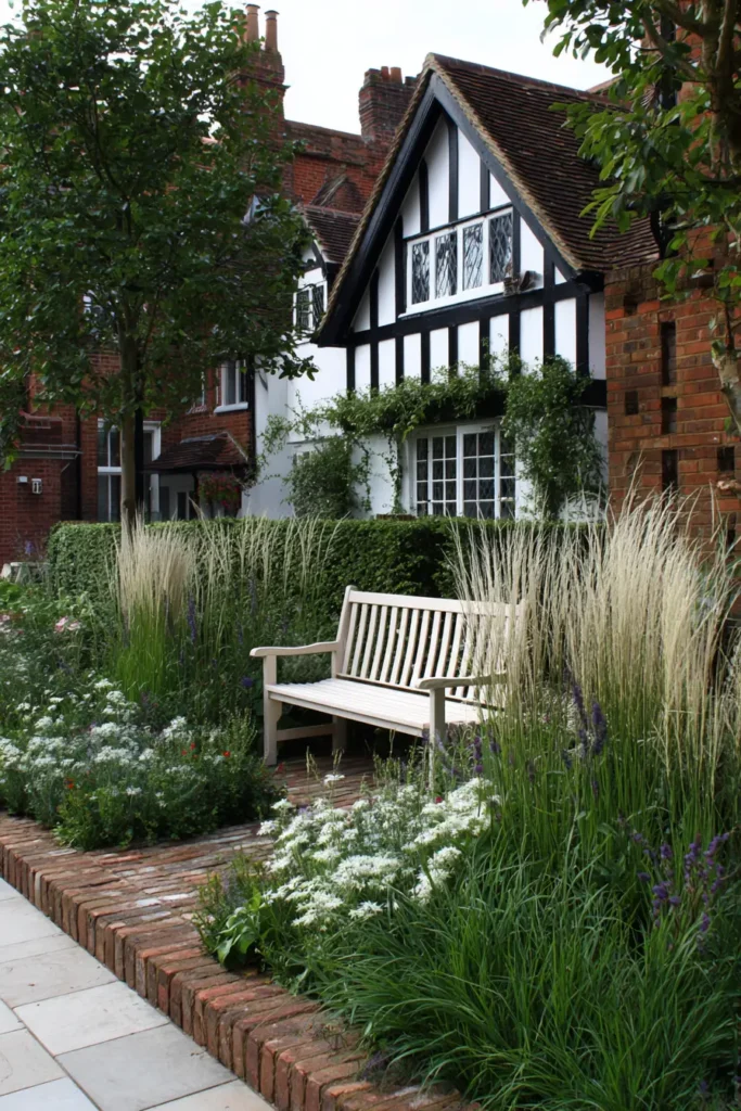 Rustic Brick Pathway with Comfortable Seating