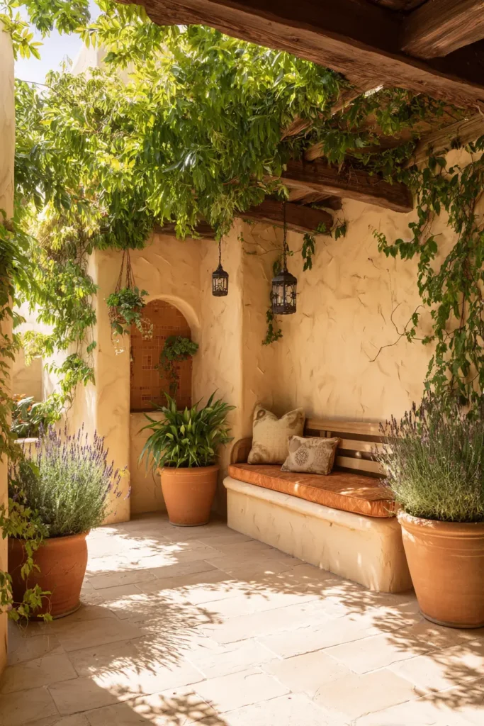 Rustic Italian Courtyard with Lavender