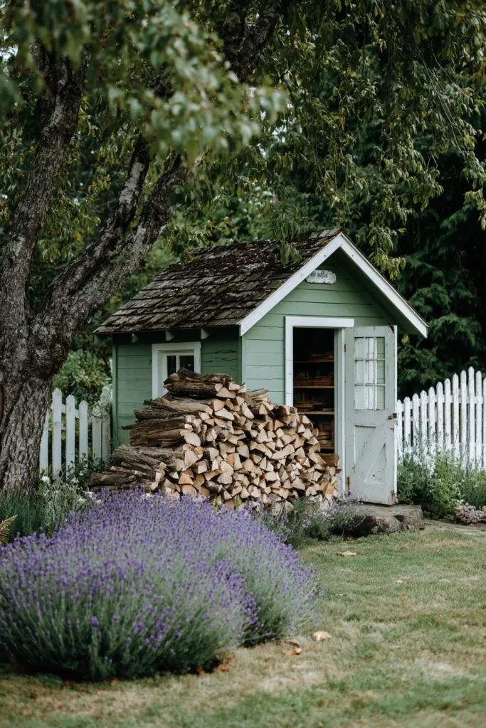 Rustic Lavender Garden with Shed