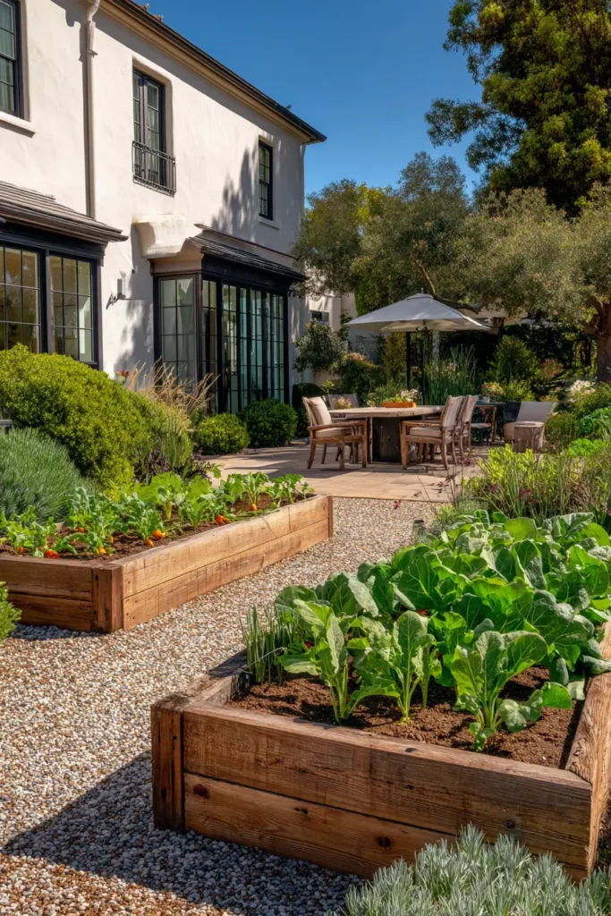 Rustic Raised Planters with Edible Greens