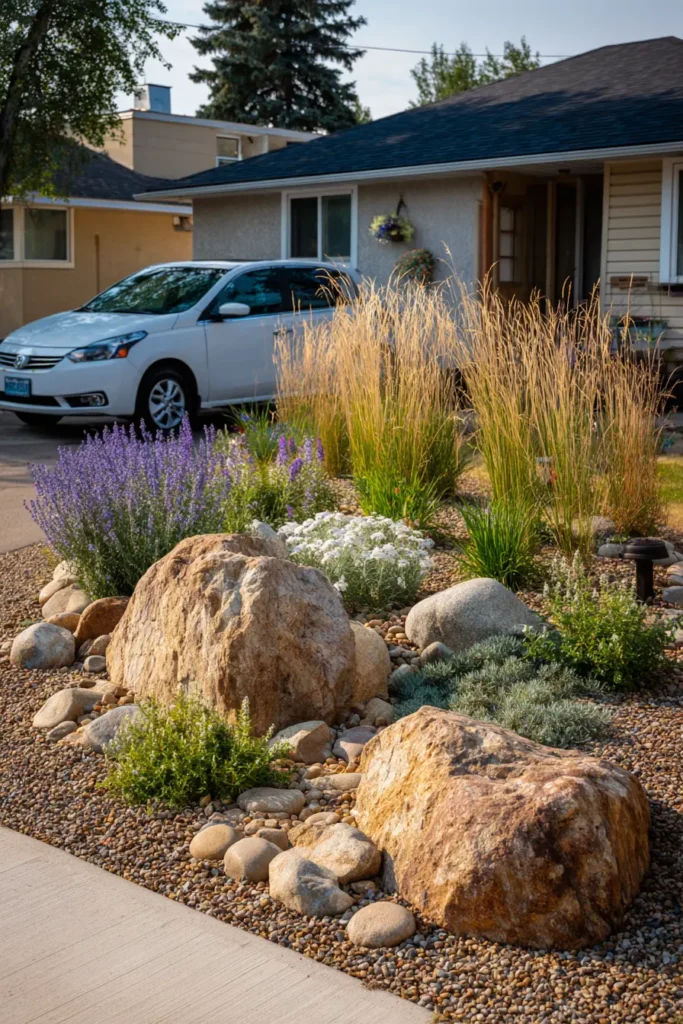 Rustic Rock Garden with Lavender Accents