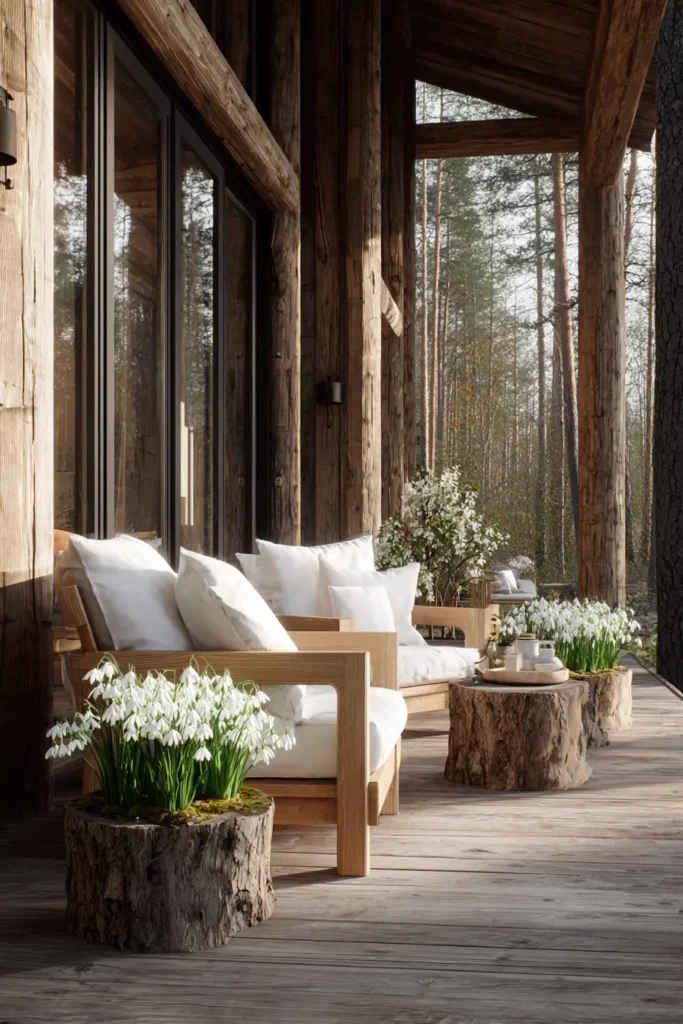 Rustic Spring Porch with Snowdrops