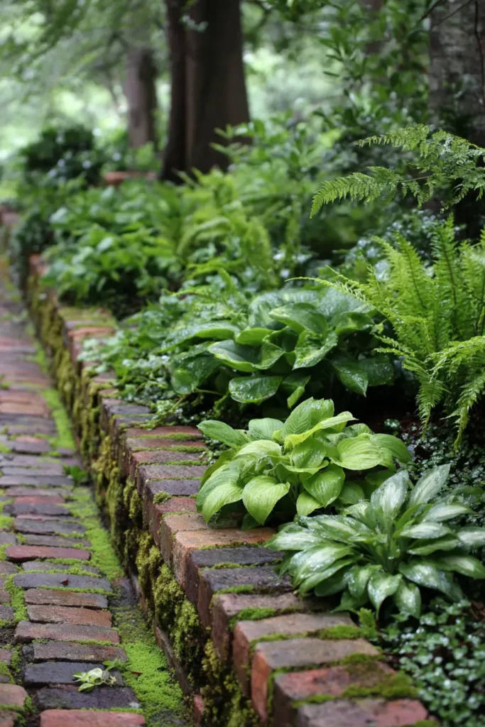 Rustic Touch With Brick Flower Bed Border