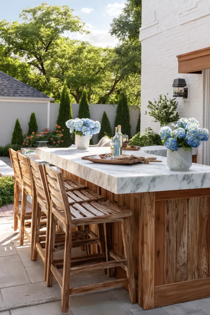 Rustic Wood Outdoor Kitchen Bar