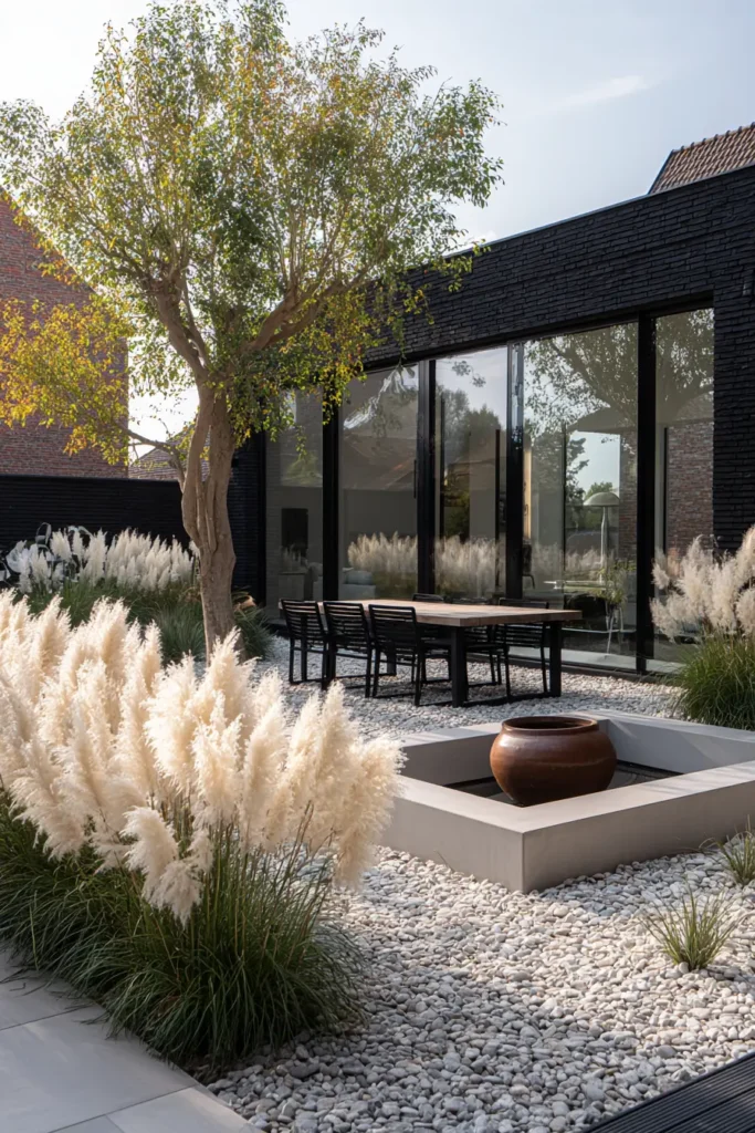 Serene Minimalist Garden with Grasses