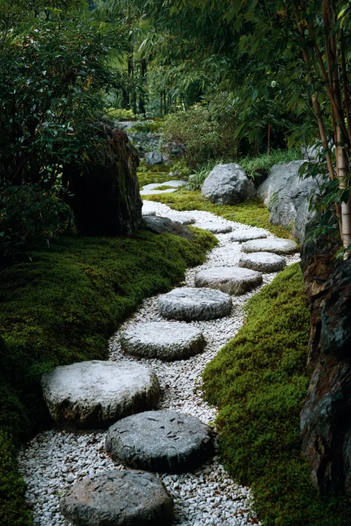 Serene Moss and Stone Pathway