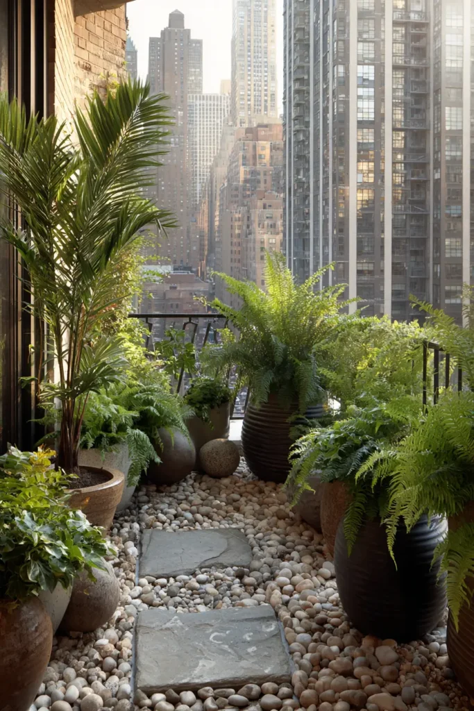 Serene Urban Japanese Balcony Garden