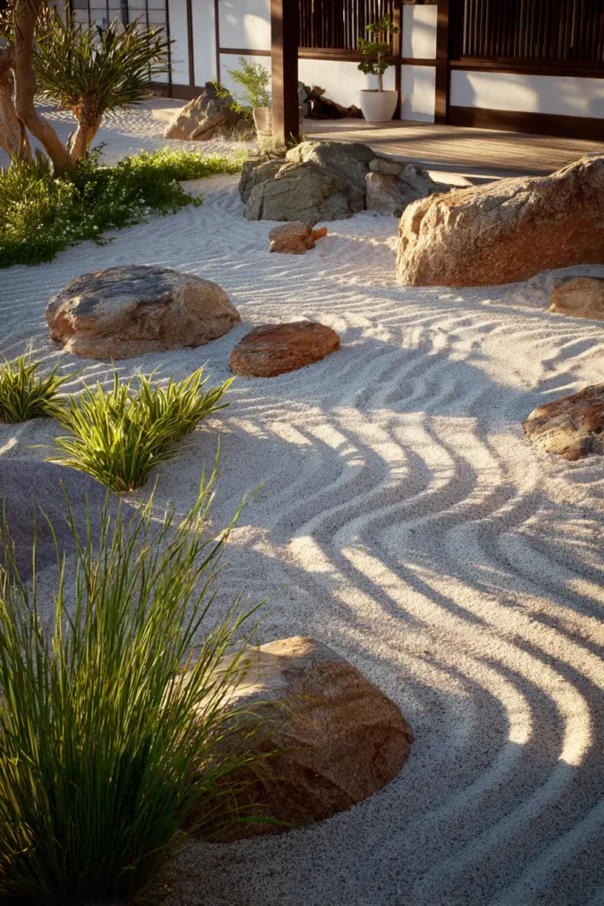 Serene Zen Sand and Stone Garden