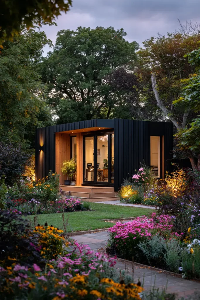 Sleek Black Garden Workspace