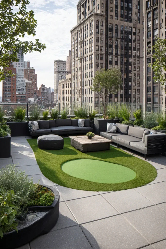 Sleek Contemporary Garden with Circular Lawn