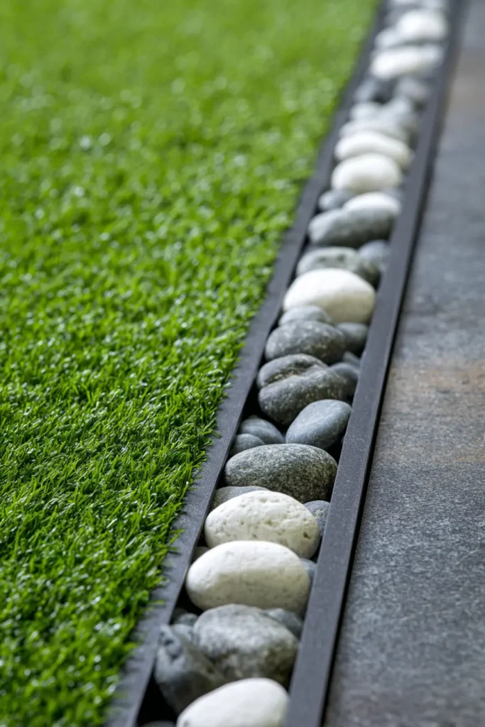 Sleek Modern Stone and Grass Edging
