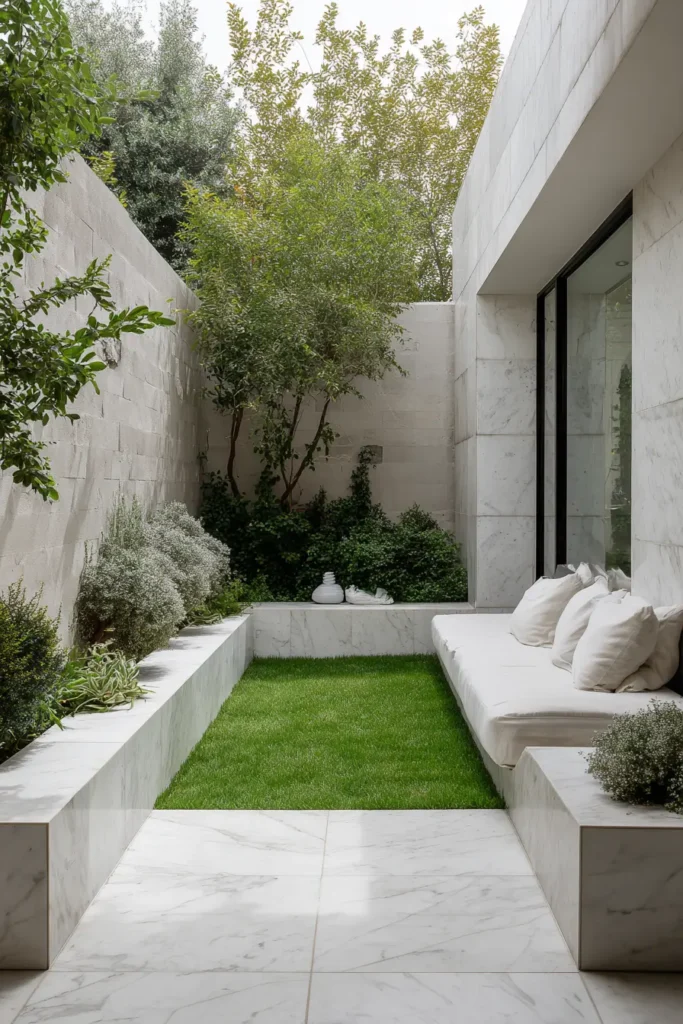 Sleek Modern White Stone Lawn Edging