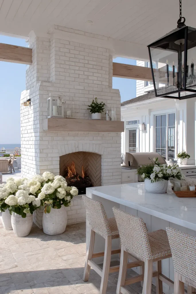 Sleek Outdoor Kitchen With Bar Seating