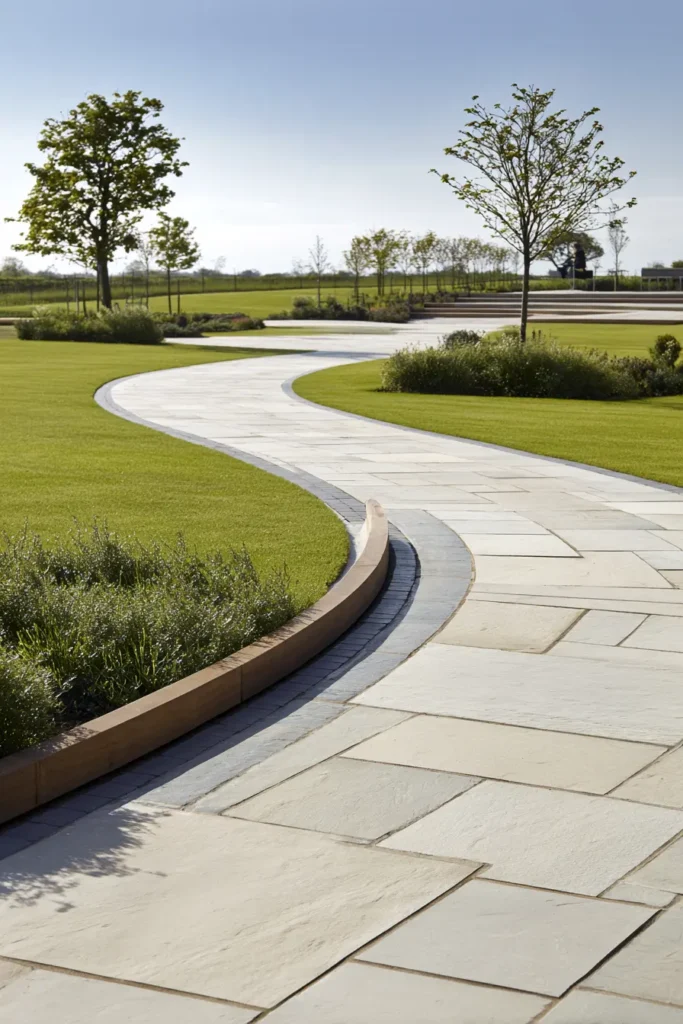 Sleek Stone Edging for Modern Lawn