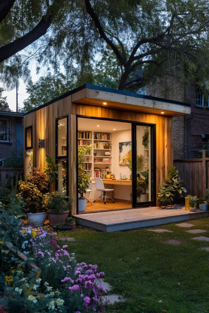 Sleek Wooden Backyard Office