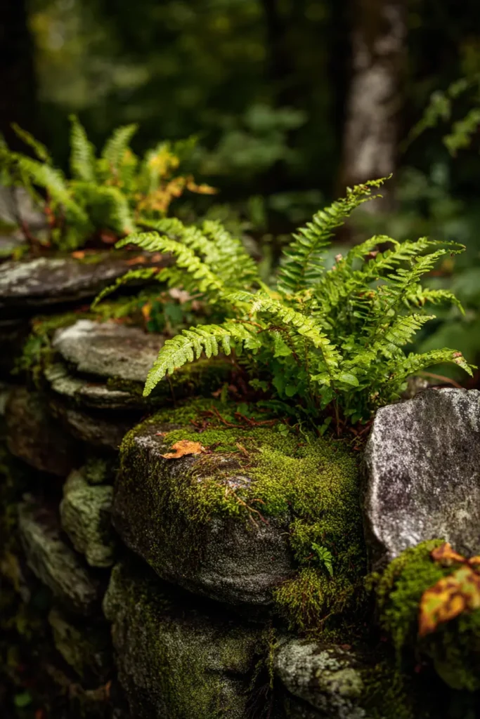 Stacked Slate Border with Moss