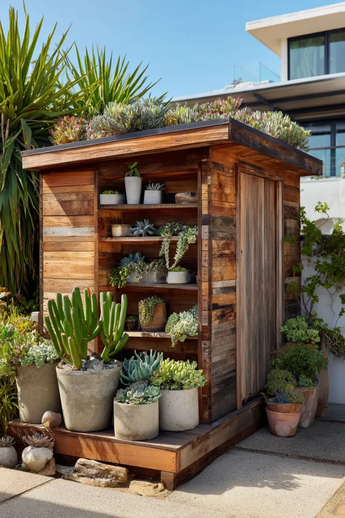 Succulent-Roofed Modern Garden Shed