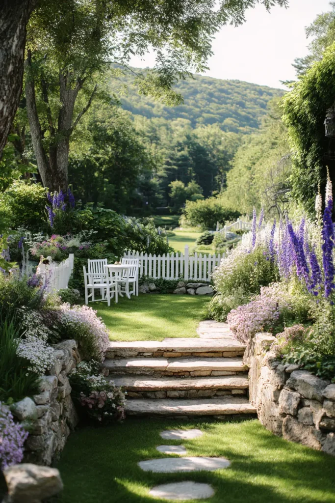 Tiered Stone Garden with Foxgloves