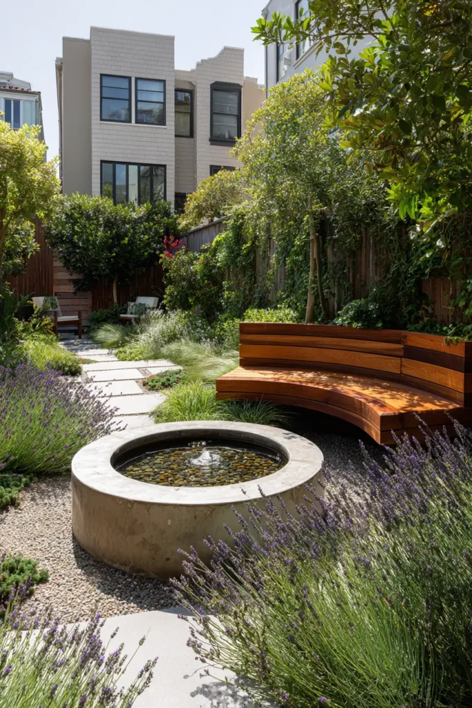 Tranquil Garden with Rustic Bird Bath