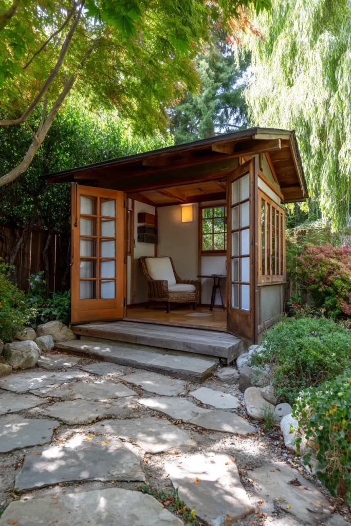 Tranquil Shed Surrounded by Lush Greens