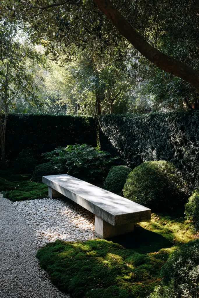 Tranquil Stone And Moss Garden With Minimalist Design