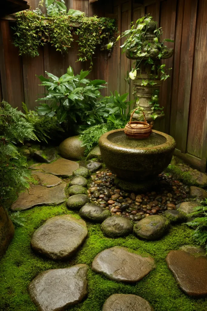 Tranquil Stone Path and Water Feature
