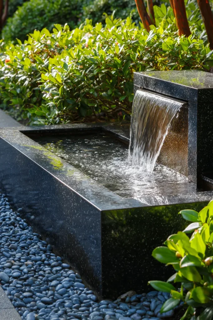Tranquil Water Feature with Minimalist Plants