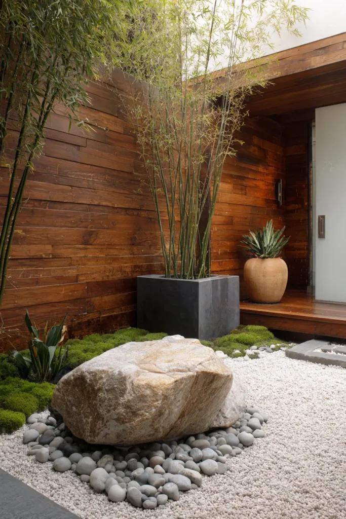 Tranquil Zen Stone and Bamboo Garden