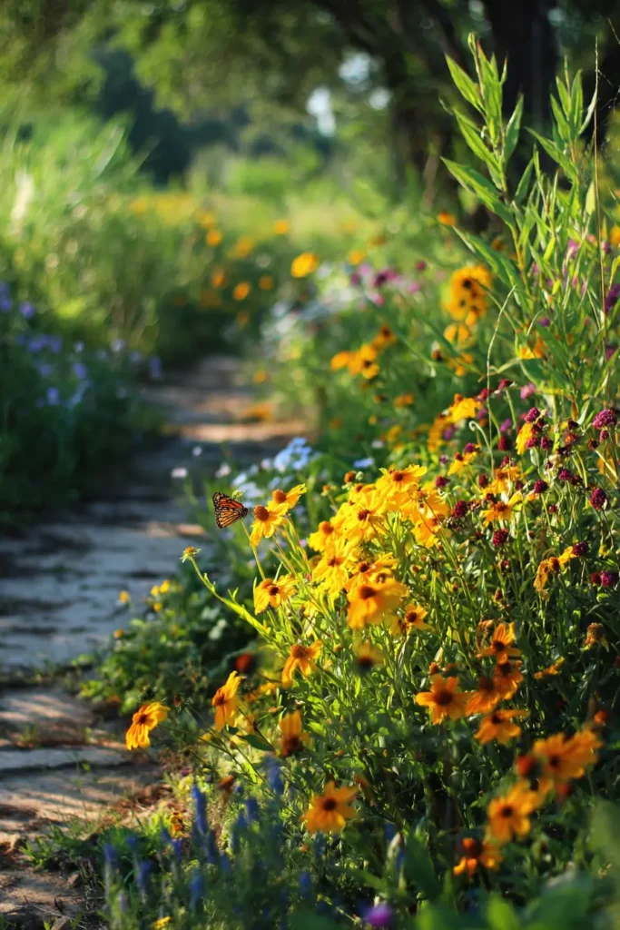 Vibrant Flower Bed For Pollinators