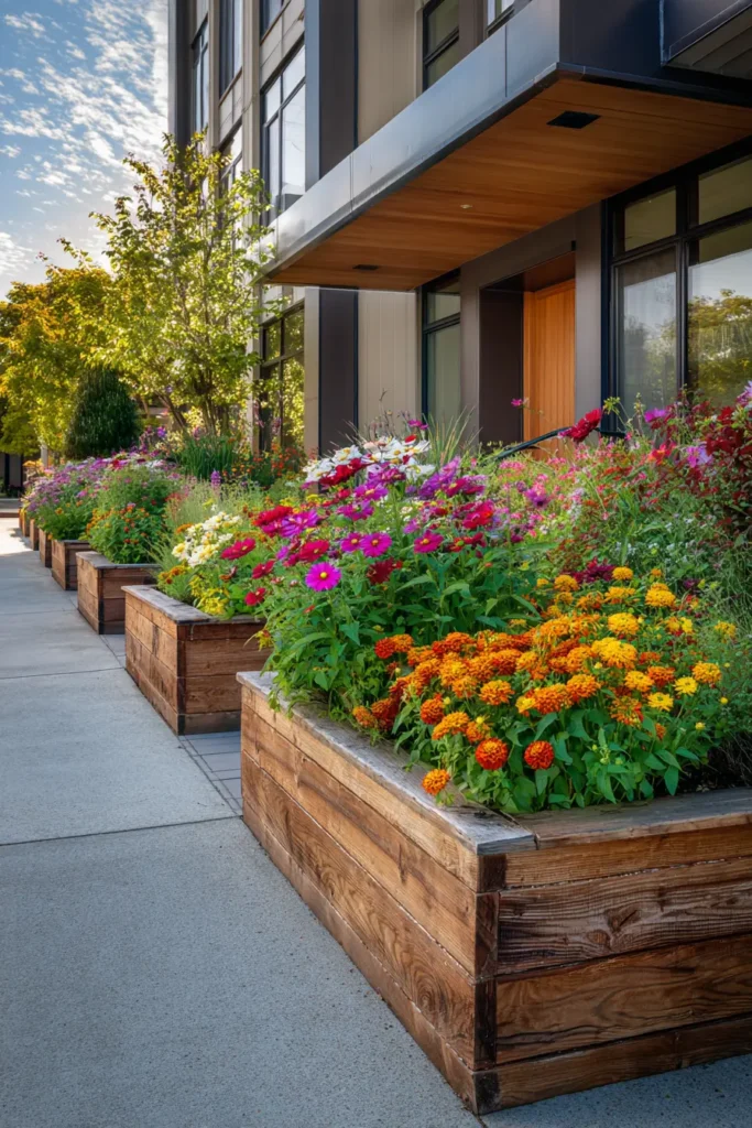 Vibrant Flower Bed with Cosmos
