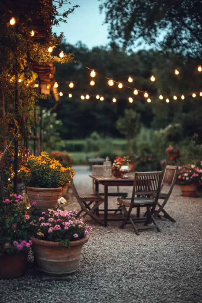 Vibrant Gravel Courtyard with Flowers