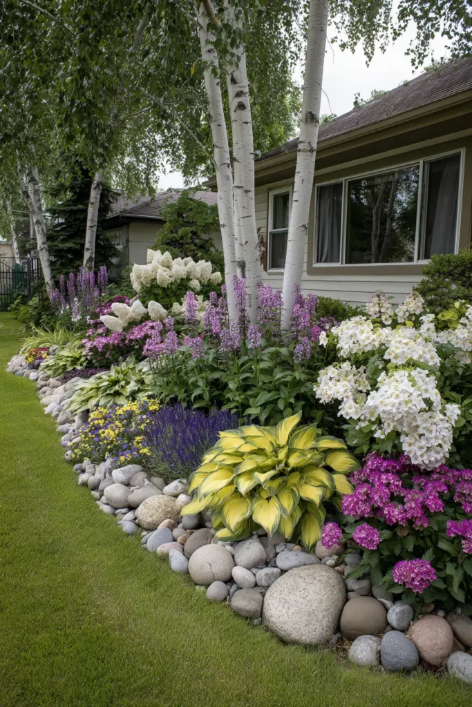 Vibrant Hosta Flower Bed Design