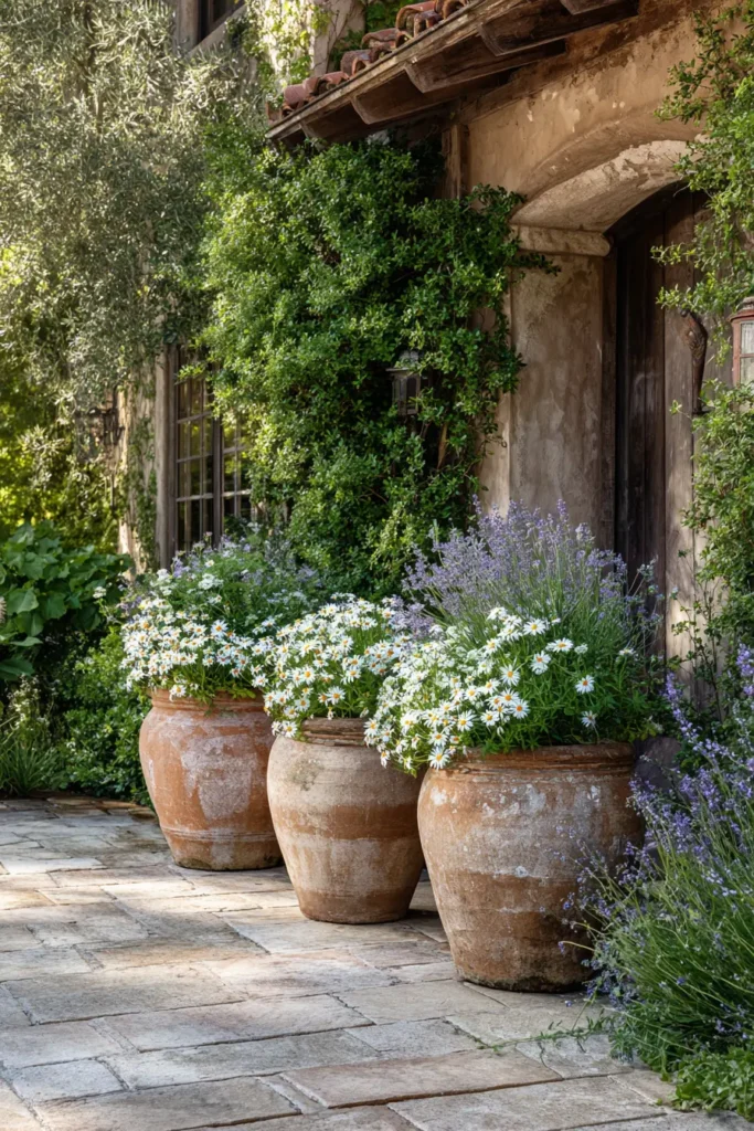 Whimsical Cottage-Style Patio Planters Arrangement