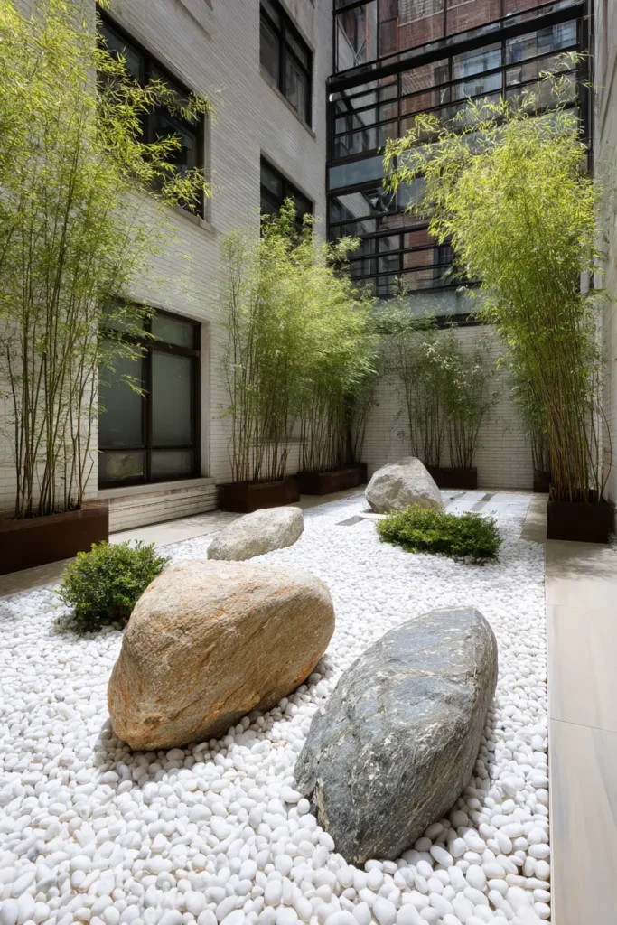 Zen White Gravel and Rocks Garden