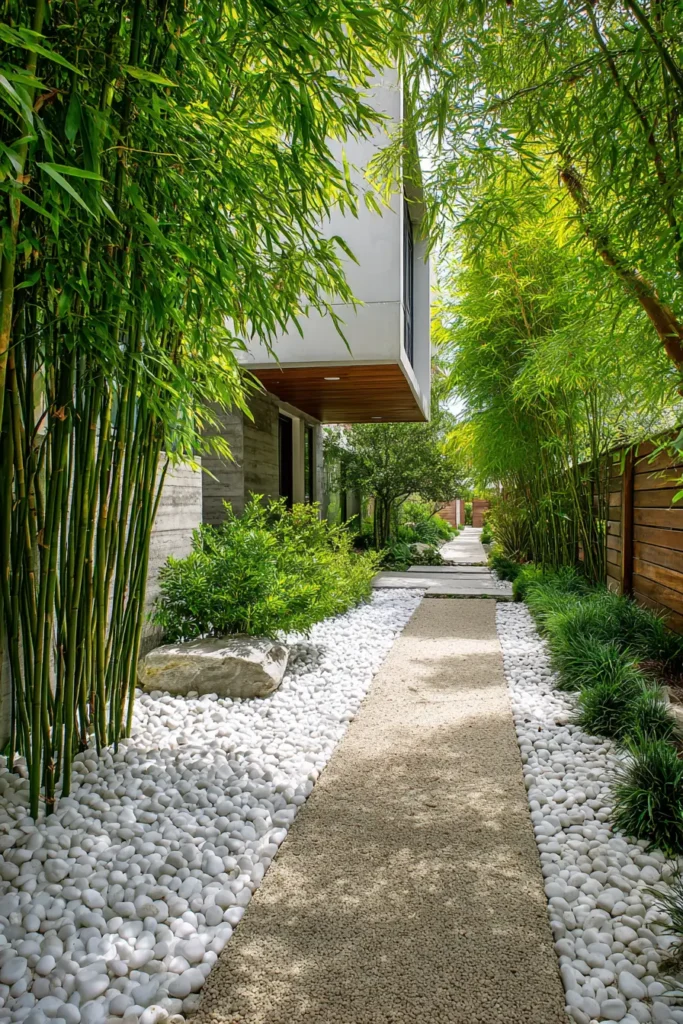Bamboo and Gravel Pathway Garden